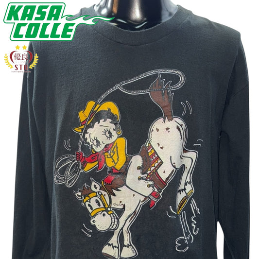 [BETTY BOOP] Betty Boop COWGIRL Vintage Long Sleeve T-Shirt