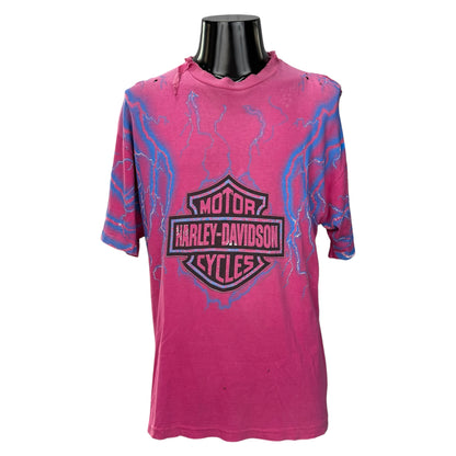 【HARLEY DAVIDSON】ハーレーダビットソン "THUNDER Pattern OVP PINK" Vintage Tシャツ