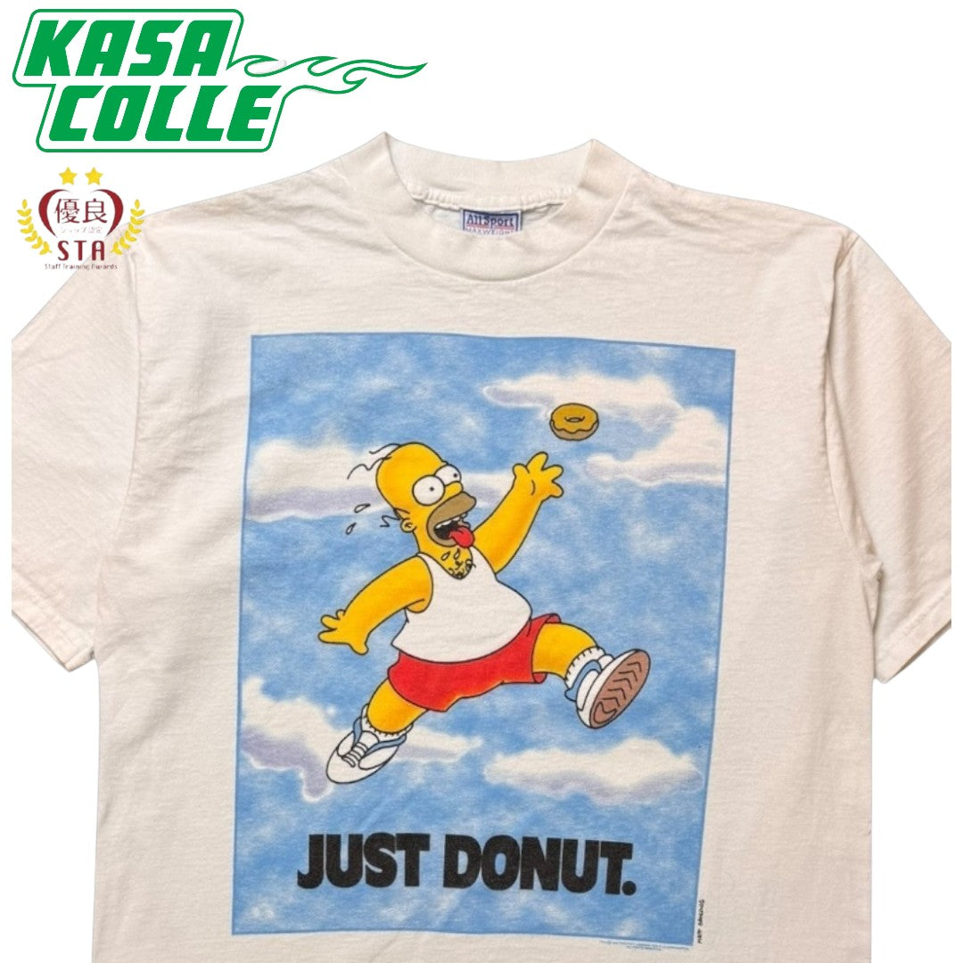 【THE SIMPSONS】ザシンプソンズ "JUST DONUT." 90's vintage NIKE パロディ Tシャツ  USA製 ホーマーシンプソンズ L