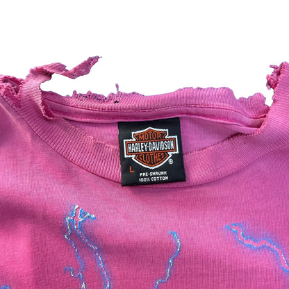 【HARLEY DAVIDSON】ハーレーダビットソン "THUNDER Pattern OVP PINK" Vintage Tシャツ