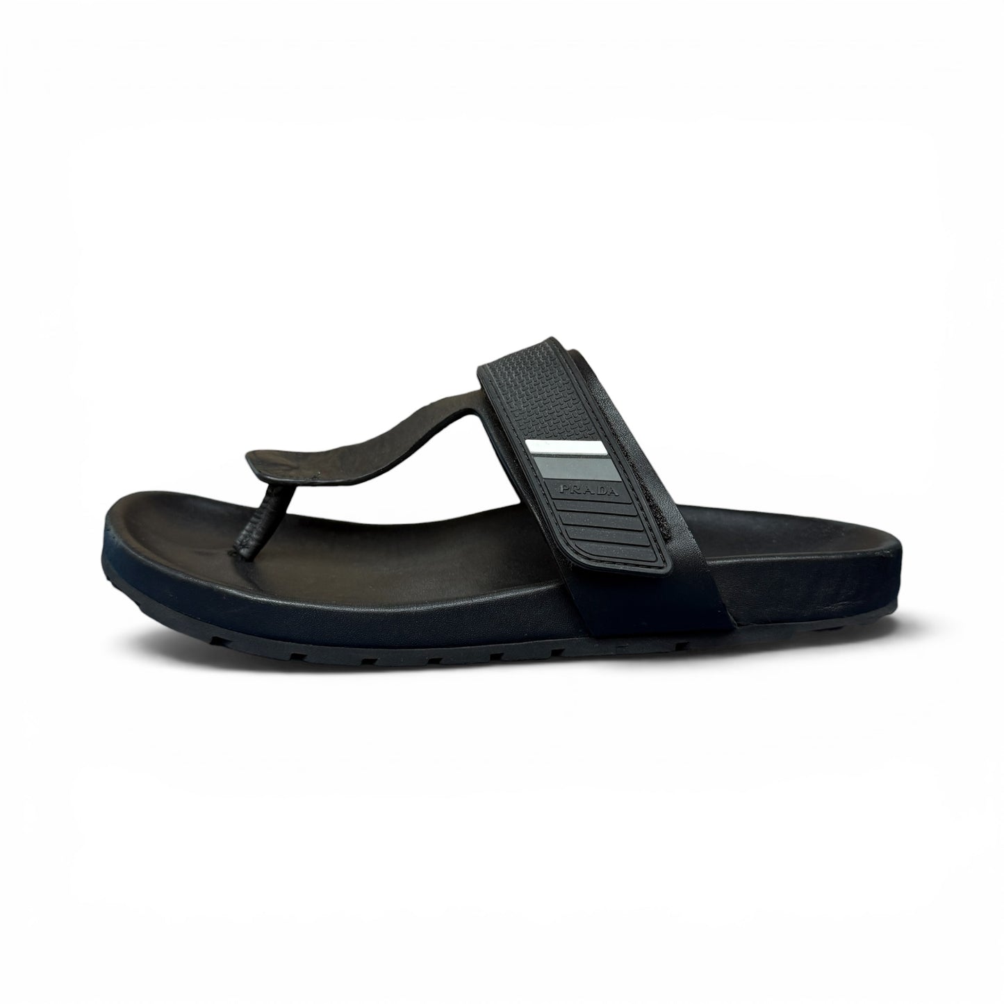 【PRADA】プラダ "2Y3013 ラバーロゴ" レザートングサンダル