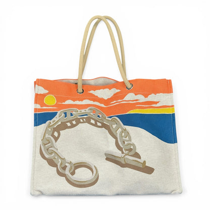 【HERMES】エルメス "ESCALE A LA PLAGE" "CHAINE D’ANCRE" 103743M トワルH  ビーチバッグ