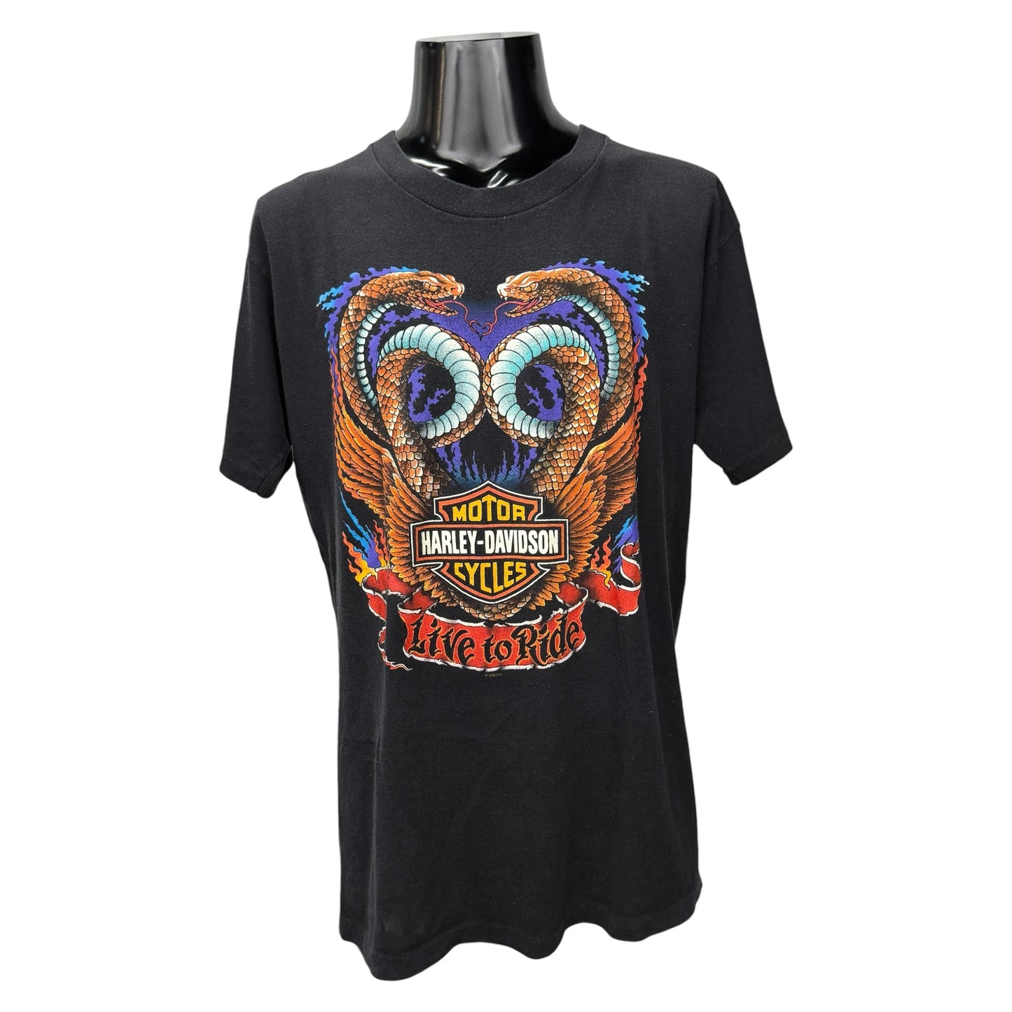 【HARLEY-DAVIDSON】ハーレーダビッドソン "W-SNAKE & BLACK HILLS" 90's Vintage Tシャツ