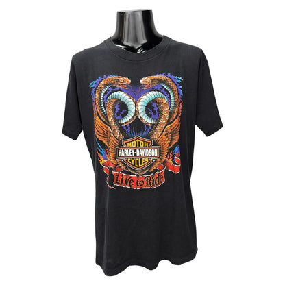 【HARLEY-DAVIDSON】ハーレーダビッドソン "W-SNAKE & BLACK HILLS" 90's Vintage Tシャツ