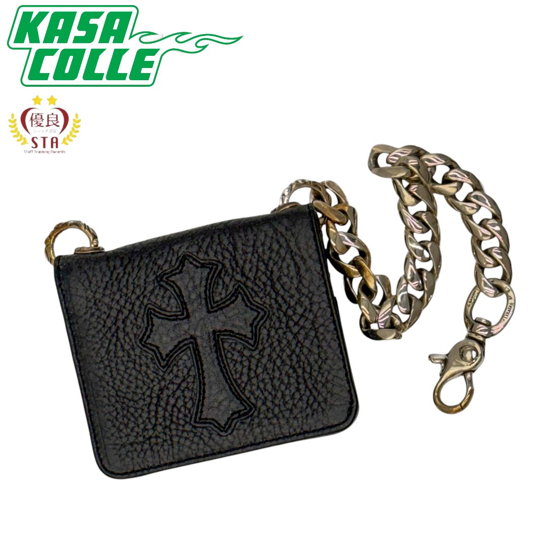[CHROME HEARTS] Chrome Hearts TV MAN Crosspatch Wallet/Classic Chain/Black Leather/Brand New/Hard to Find