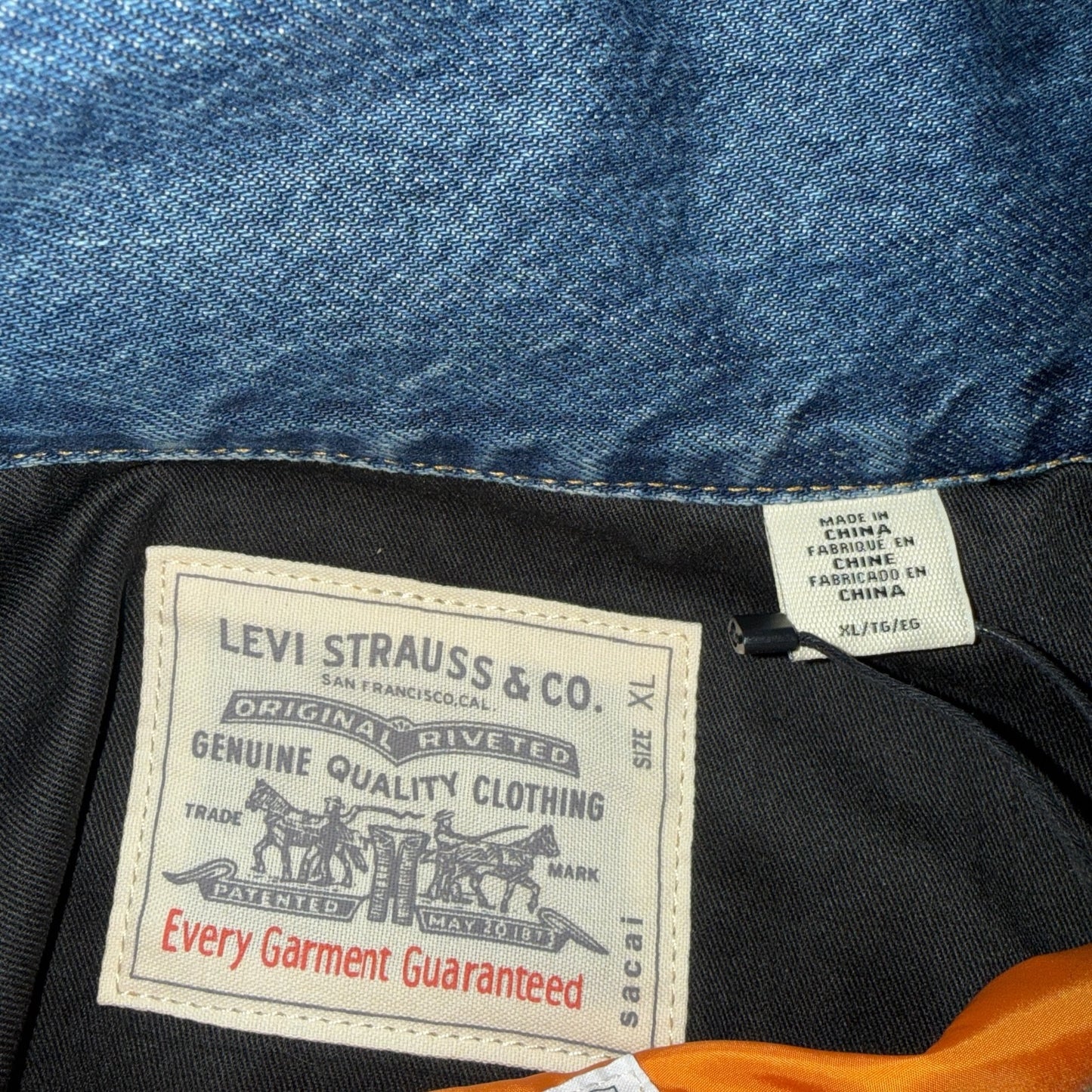 [sacai / Levi's] Sacai Levi's Denim x Nylon Twill MA-1 Jacket, Reversible