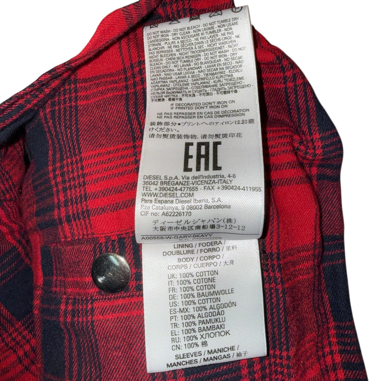 DIESEL Patchwork Boa Fleece Jacket with Check Lining