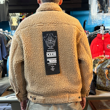 DIESEL Patchwork Boa Fleece Jacket with Check Lining