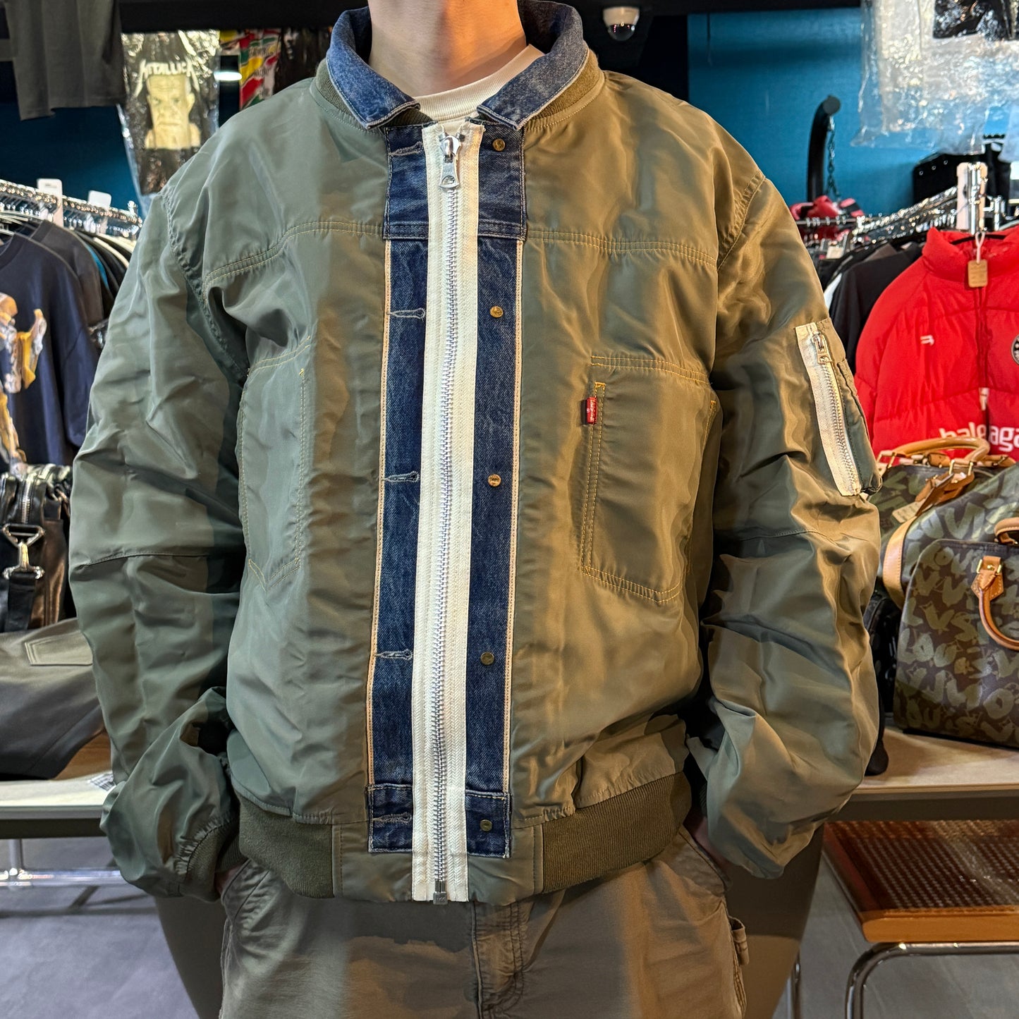 [sacai / Levi's] Sacai Levi's Denim x Nylon Twill MA-1 Jacket, Reversible