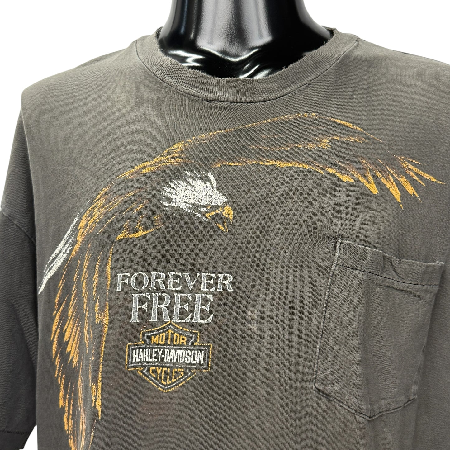 【HARLEY-DAVIDSON】ハーレーダビッドソン "FOREVER FREE" 90's Vintage ポケットTシャツ