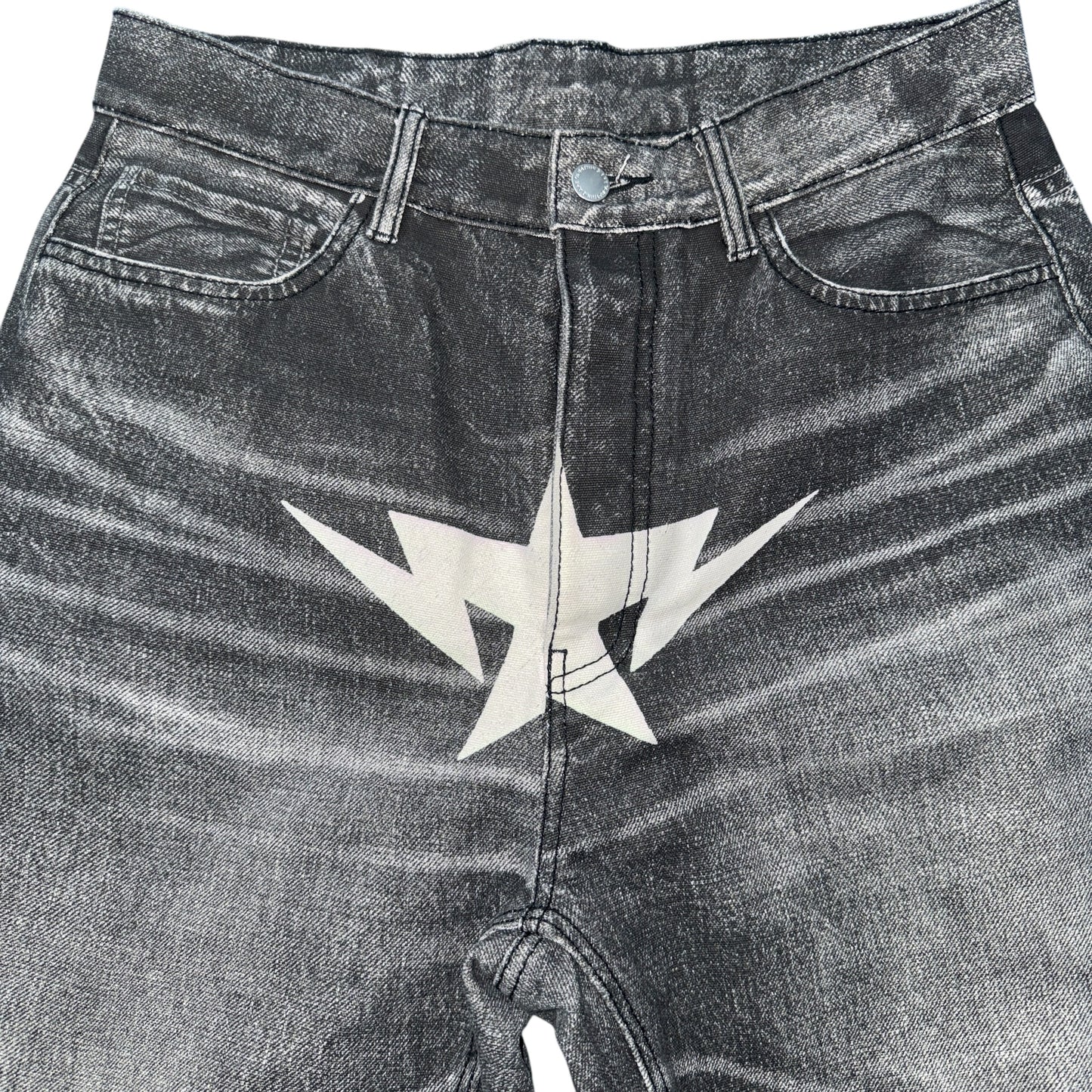【A BATHING APE】エイプ "STA" スタープリント ブラック デニムパンツ