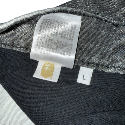 【A BATHING APE】エイプ "STA" スタープリント ブラック デニムパンツ