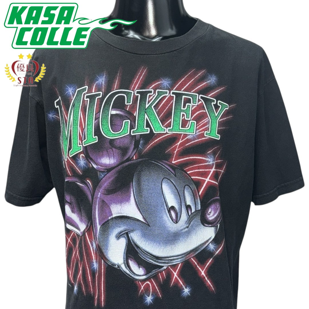 【DISNEY】90sミッキーマウス "Metallic Fireworks" グラフィック Tシャツ