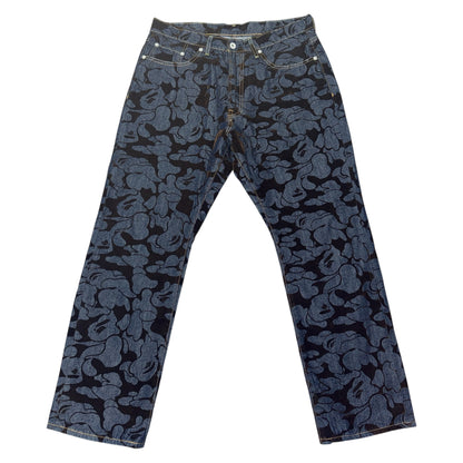 【A BATHING APE】ベイシングエイプ  "サル迷彩"  総柄 デニムパンツ