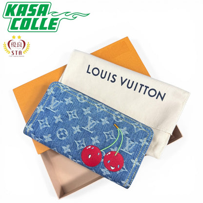 【LOUIS VUITTON × 村上隆】ルイ・ヴィトン モノグラム・デニム チェリー ジッピーウォレット