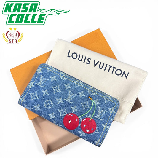 【LOUIS VUITTON × 村上隆】ルイ・ヴィトン モノグラム・デニム チェリー ジッピーウォレット