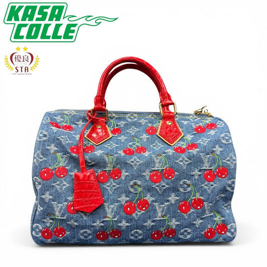 【Louis Vuitton × 村上隆】ルイ・ヴィトン超希少・極美品 チェリー デニム スピーディ30（アリゲーターハンドル仕様）