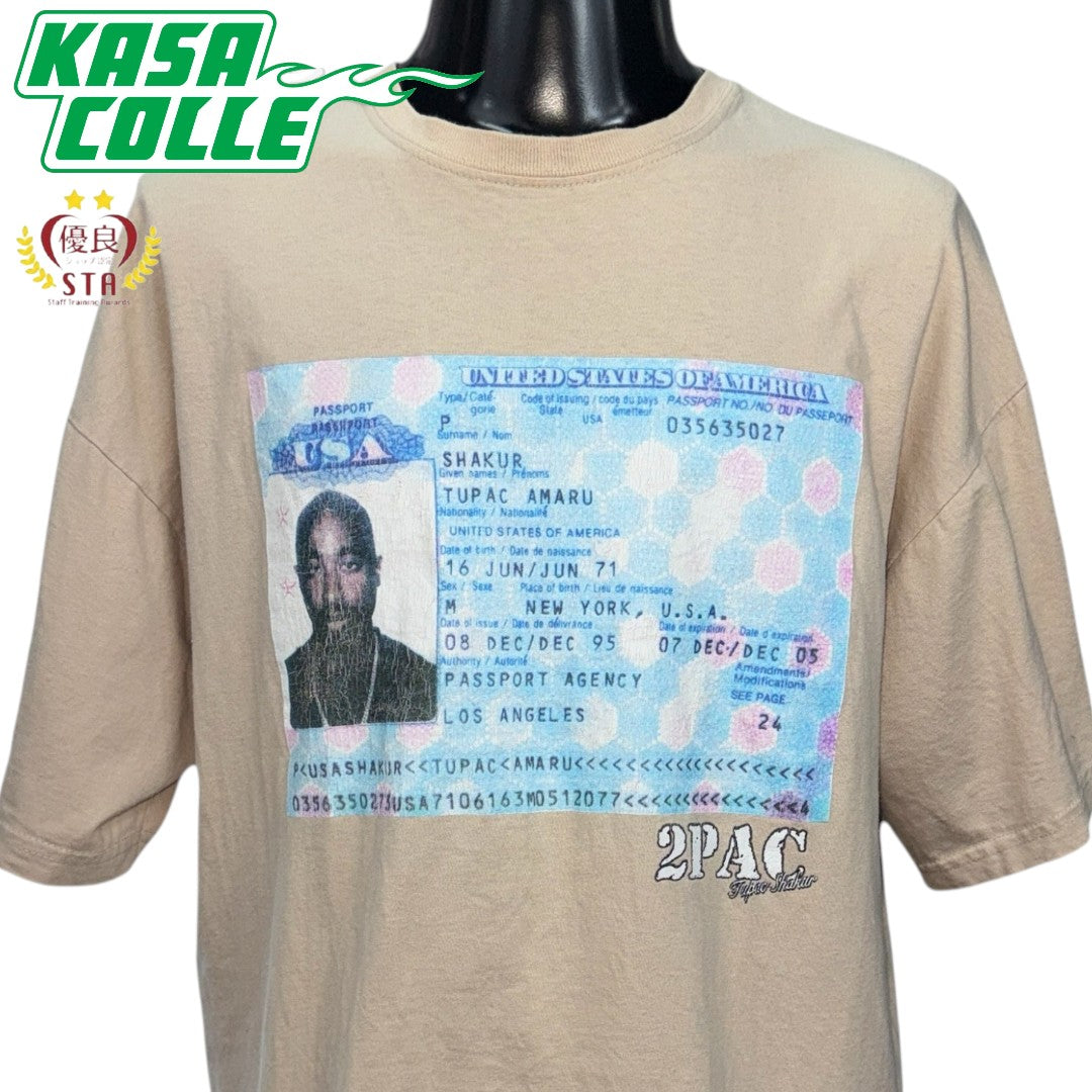 【2PAC】2パック TUPAC AMARU SHAKUR "PASSPORT" USA製Vintage Tシャツ