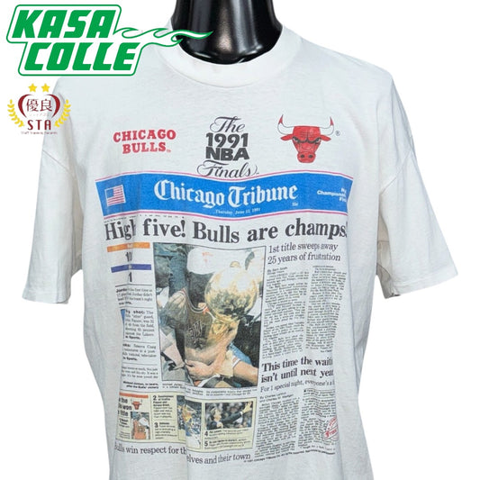 【CHICAGO BULLS】シカゴ・ブルズ "Chicago Tribune 1991 NBA Finals" 90's Vintage Tシャツ