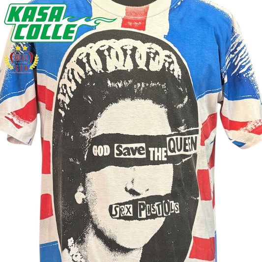[SEX PISTOLS] Sex Pistols GOD SAVE THE QUEEN All-Over Print Vintage T-Shirt, Size XL
