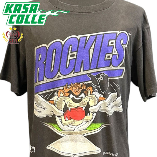 Looney Tunes MLB Colorado Rockies TAZ Character 90's Vintage T-Shirt, Made in USA, Size XL