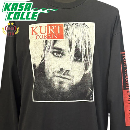 NIRVANA Kurt Cobain Long Sleeve Black T-Shirt (1967-1994) XL
