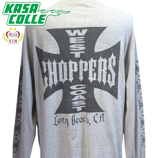 [WEST COAST CHOPPERS] West Coast Choppers Double-Sleeve Logo Long T-Shirt, Gray, Sizes L and XL