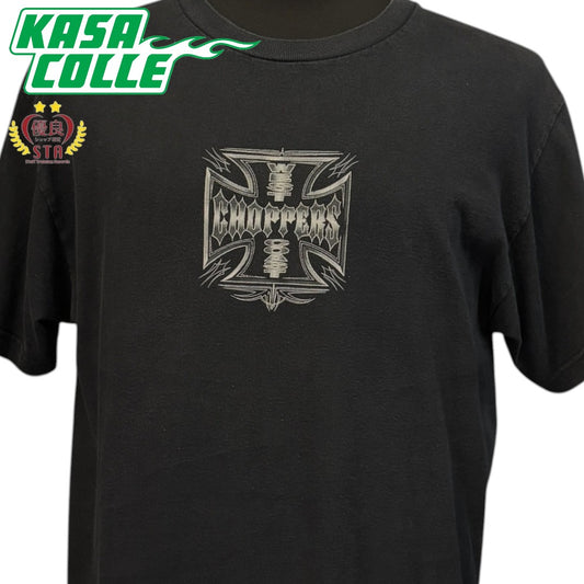 [WEST COAST CHOPPERS] West Coast Choppers Iron Cross Silver Logo T-Shirt, Size L