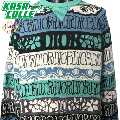[DIOR x SHAWN STUSSY] Dior Shawn Stussy Multicolor Wool Jacquard Sweater Multicolor Wool Jacquard Knit Sweater L