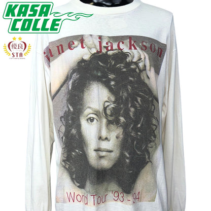 [JANET JACKSON] Janet Jackson "Janet. World Tour 93-94" 90's Vintage Long Sleeve T-Shirt, Size XL