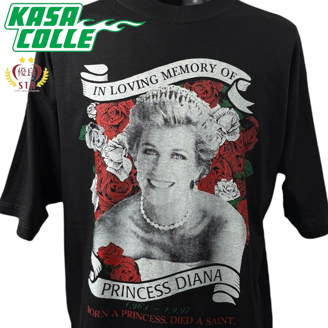 【PRINCESS DIANA】プリンセス・ダイアナ "MEMORIAL" 追悼 Vintage Tシャツ XL