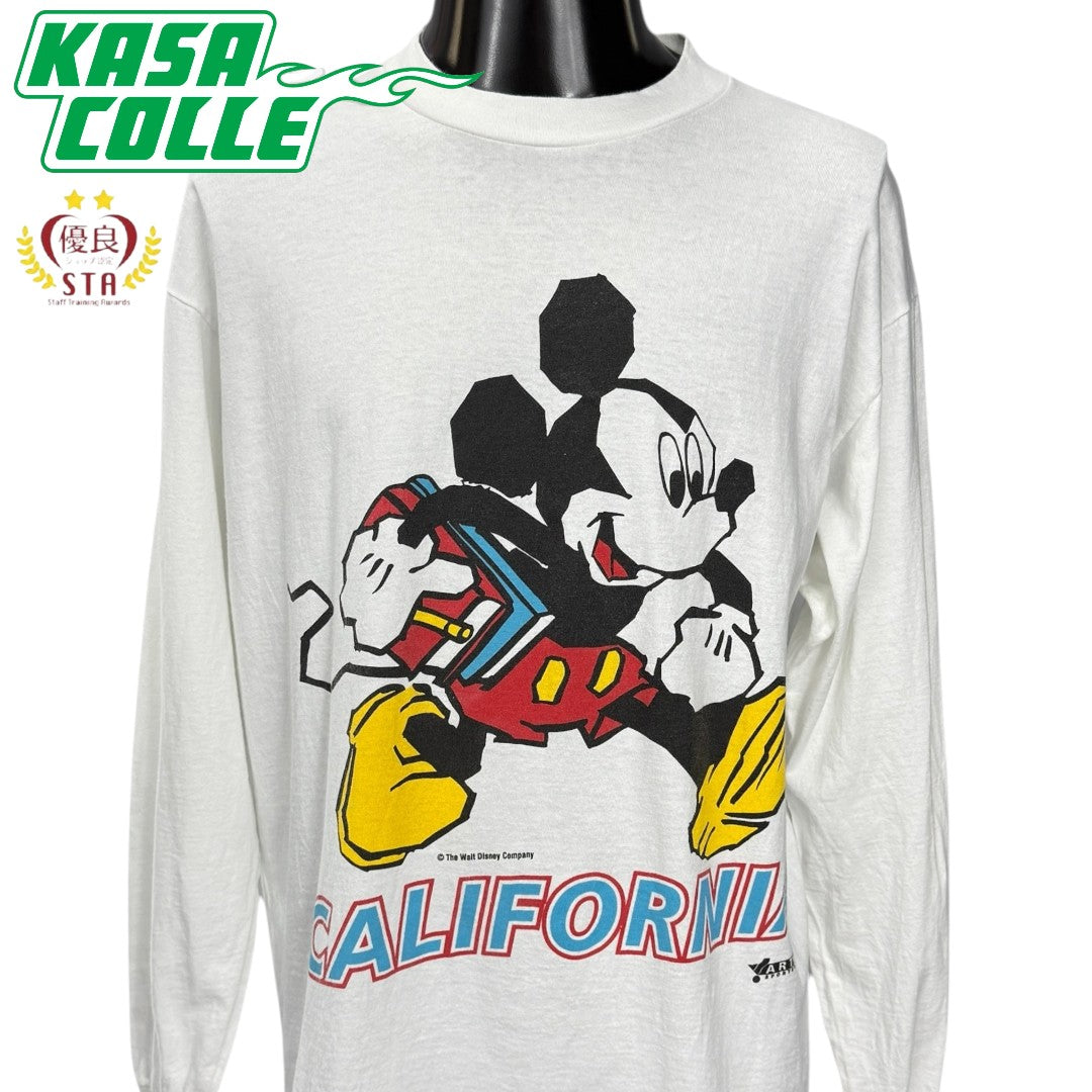 【DISNEY】ディズニー ミッキーマウス "CALIFORNIA" ONEITAタグ USA製 90s Vintage ロングスリーブTシャツ