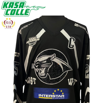 【Supreme】シュプリーム Rhinestone Hockey Jersey "Black"　 ラインストーン ホッケー ジャージ "ブラック" M
