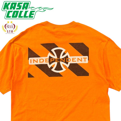 【INDEPENDENT】インディペンデント ロゴプリントTシャツ オレンジ /90s/NHSタグ L相当
