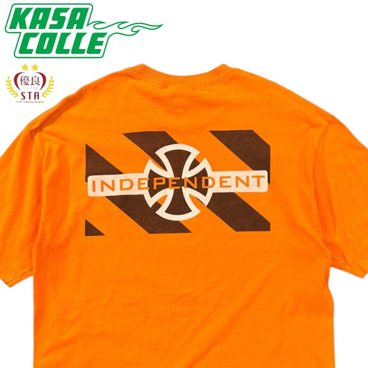 [INDEPENDENT] Independent Logo Print T-Shirt, Orange, 90s, NHS Tag, Size L