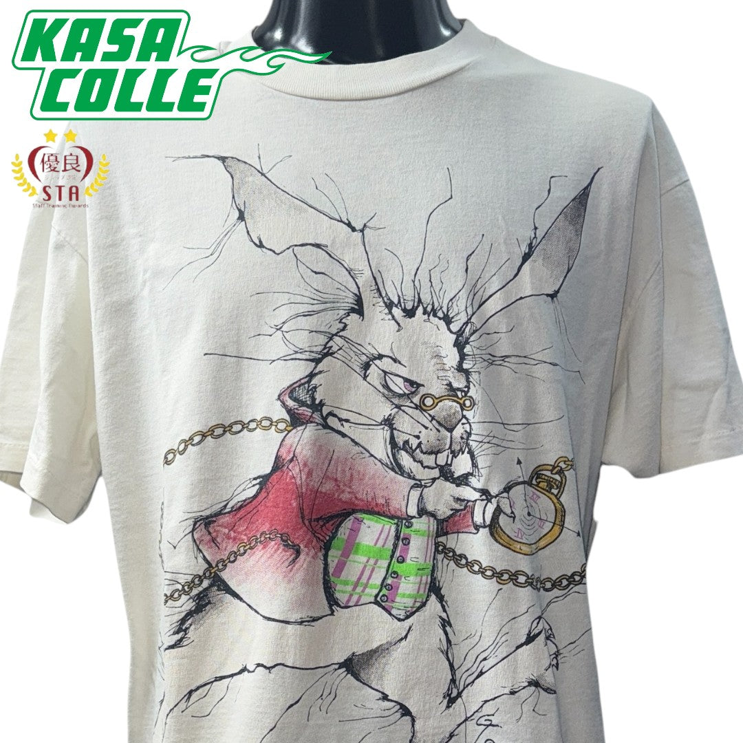[ALICE IN WONDERLAND] Alice in Wonderland White Rabbit Vintage T-shirt