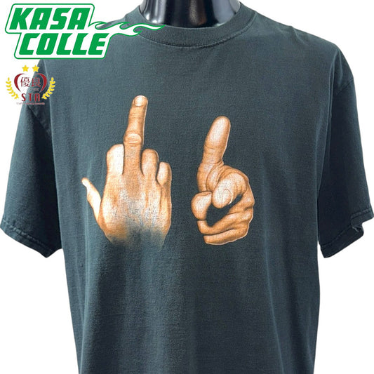 [F××k You Hand Sign] Hand Sign T-shirt 90's L