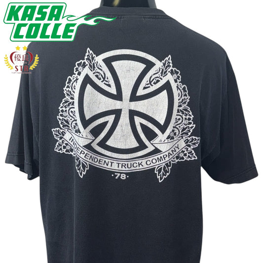【INDEPENDENT】インディペンデント "Aces High" アイアンクロス フェードブラック Tシャツ