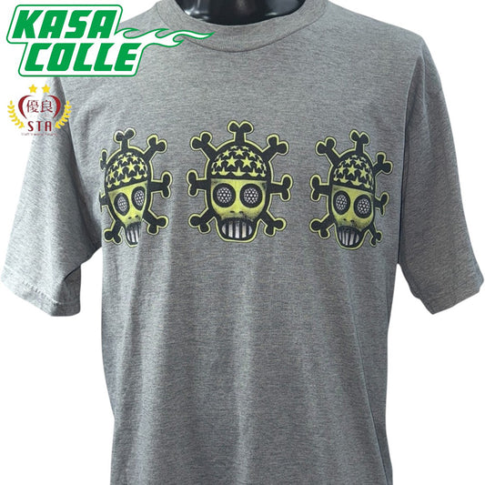 [THREE SKULLS] Skate Graphic NHS Green Tag T-Shirt L