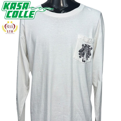 【CHROME HEARTS】クロムハーツ "DAGGER / FLORAL CROSS" 90's Vintage ポケット ロングスリーブTシャツ