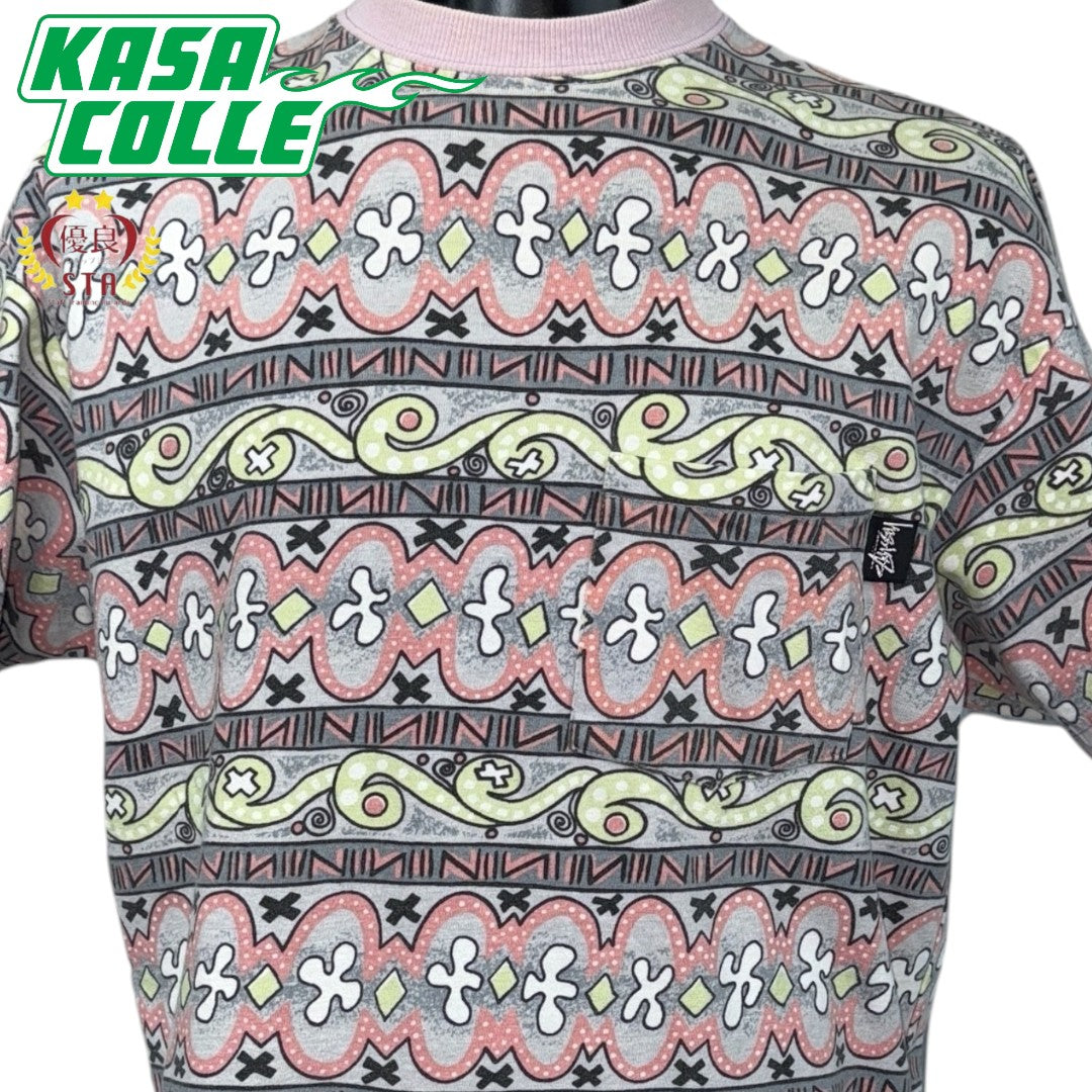 【STUSSY】ステューシー USA製 OLDSTUSSY 総柄 Tシャツ S