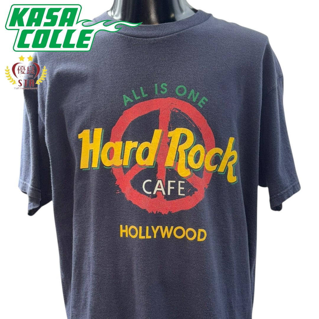 【Hard Rock Cafe】ハードロックカフェ HOLLYWOOD Tシャツ ネイビー L