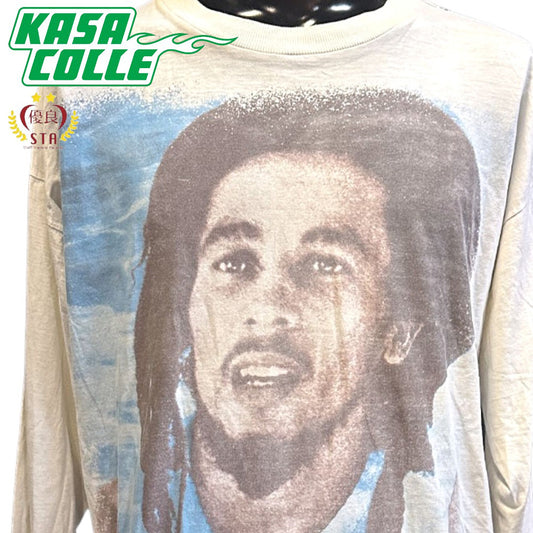 [BOB MARLEY] Bob Marley Double-Sided Print Vintage Long Sleeve T-Shirt (Size XL)