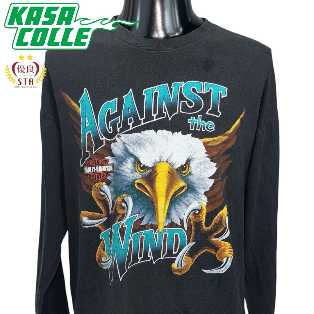【HARLEY-DAVIDSON】ハーレーダビッドソン "AGAINST THE WIND" 90's Vintage ロングスリーブTシャツ