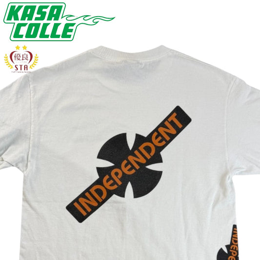 [INDEPENDENT] Independent Orange Logo Print T-Shirt (White) / 90's / NHS Tag / Size L