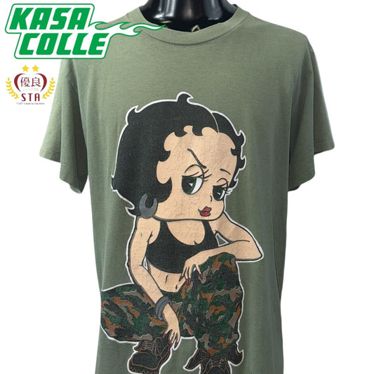 【BETTY BOOP】ベティ・ブープ "CAMO PANTS / GIRLS RULE" 90's Vintage Tシャツ