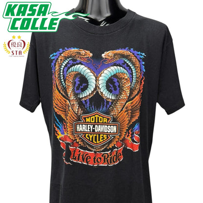 【HARLEY-DAVIDSON】ハーレーダビッドソン "W-SNAKE & BLACK HILLS" 90's Vintage Tシャツ
