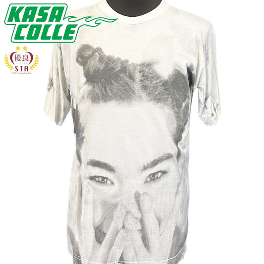 Bjork MONOCHROME FACE OVP "it takes courage to enjoy it" BRIGHTGREEN tag Vintage T-shirt, size L
