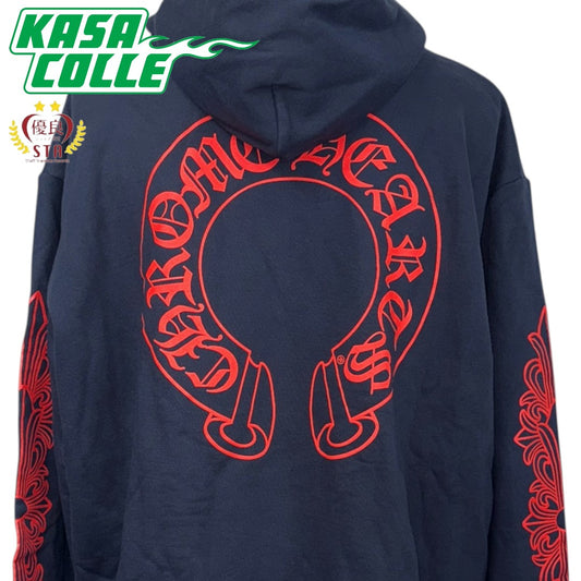 [CHROME HEARTS] Chrome Hearts Horseshoe Floral Cross Hoodie, Size L
