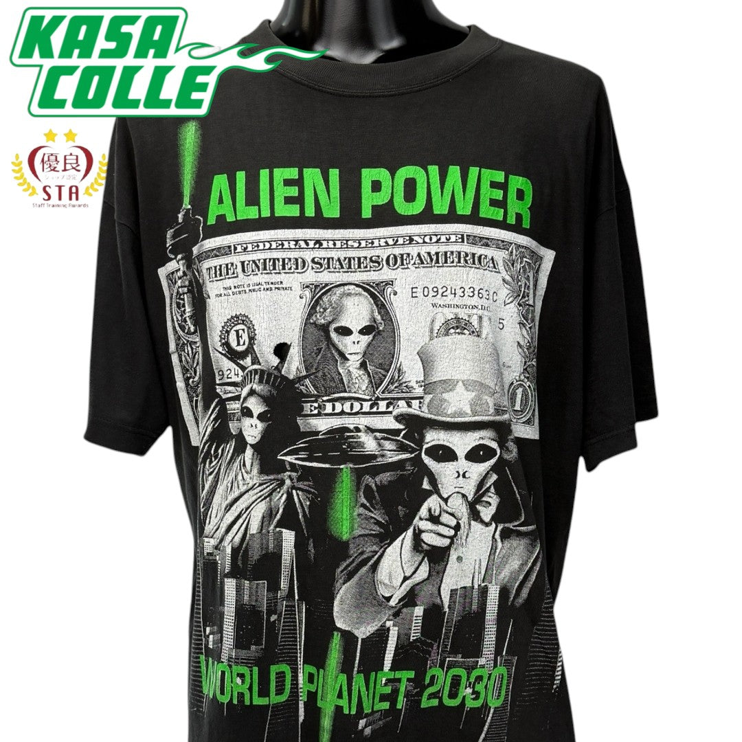 【ALIEN POWER】エイリアンパワー "WORLD PLANET 2030" Vintage Tシャツ